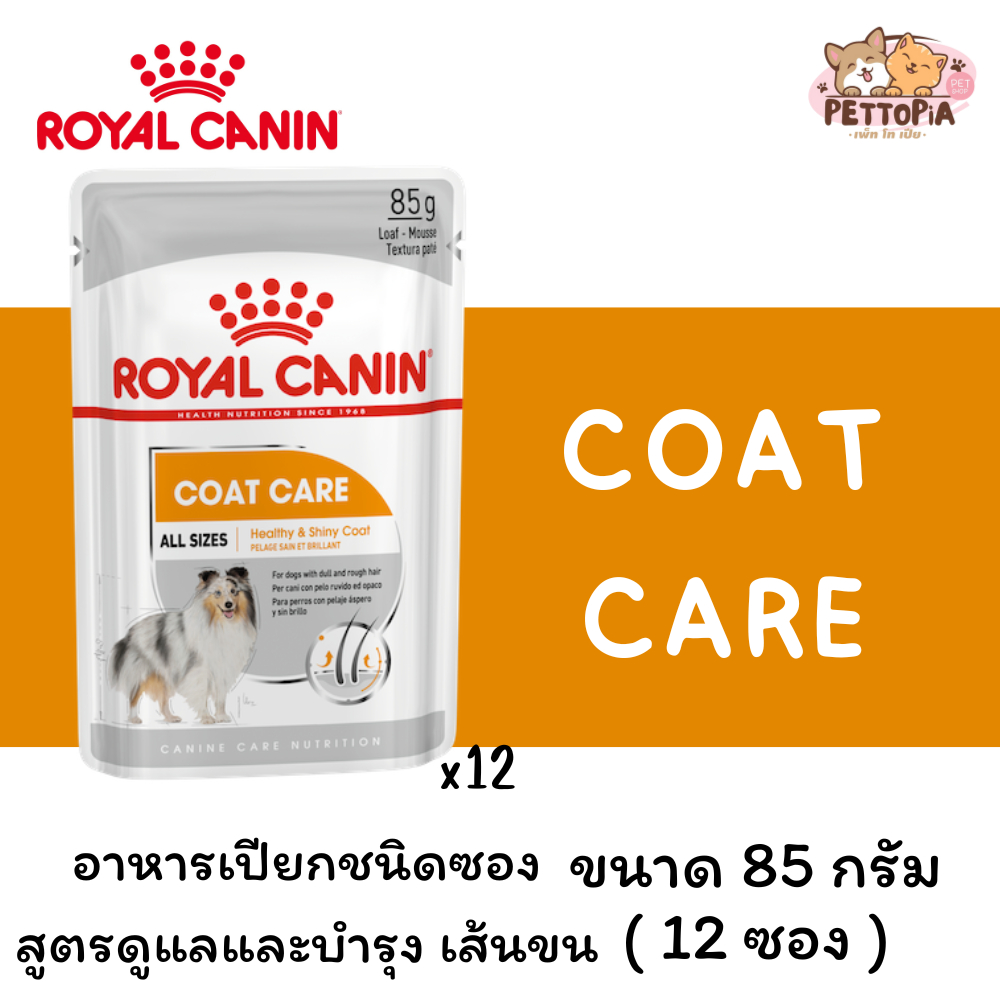 🐶[ยกกล่อง 12 ซอง] Royal Canin Coat Care Pouch Loaf อาหารเปียกสุนัขโต ทุกขนาด บำรุงเส้นขน