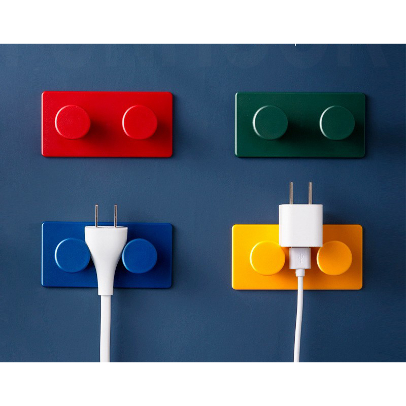 ตะขอแขวนของติดผนัง  Fun Hook เลโก้ แขวนปลั๊กไฟ แน่น ทน ! น่ารัก มินิมอล แต่งบ้าน ไม่ต้องเจาะ แขวนกุญแจ เซต 4 ชิ้น