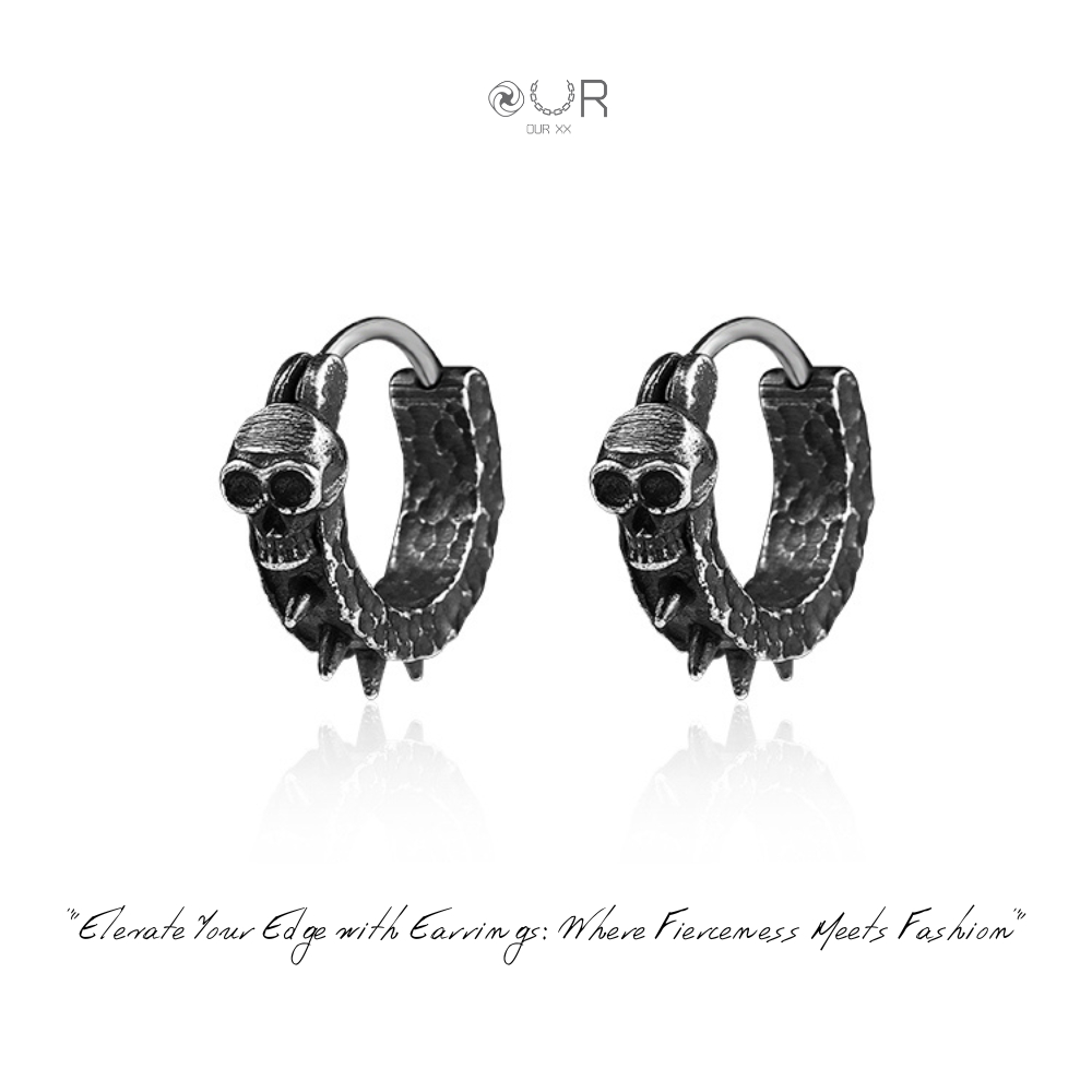 Our XX Haunted Skull ต่างหูเจาะไทเทเนียม เกรดเครื่องมือแพทย์ (P148)