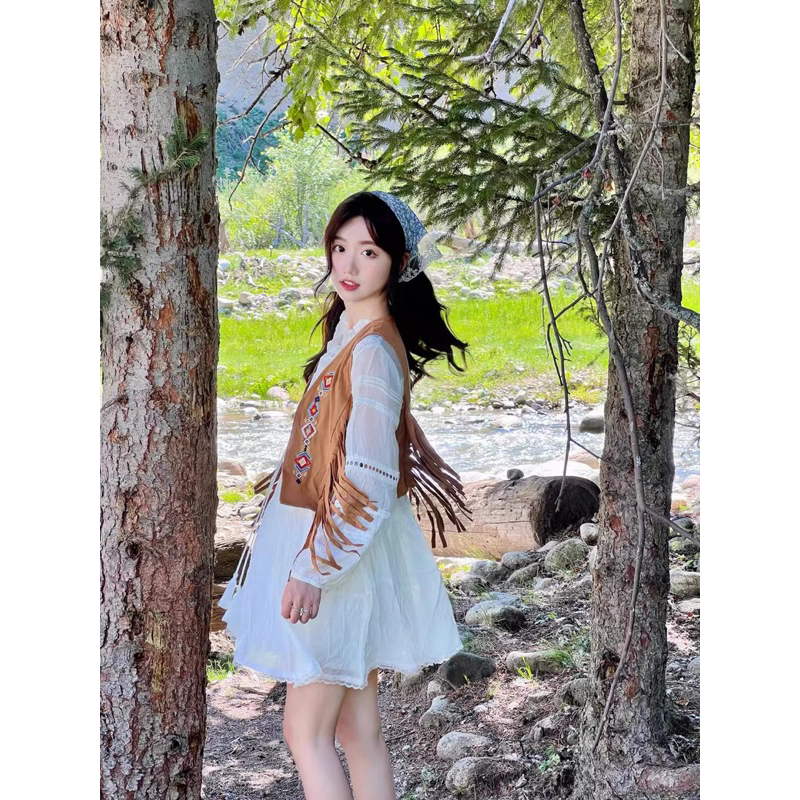 🍂พร้อมส่งเลยค่ะ🍂มินิเดรสลายฉลุสีขาว พร้อมเข็มขัด งานสวยมากมีซับใน สไตล์โบฮีเมียนไซส์ใหญ่ Mookrinstyle - รูปที่ 4