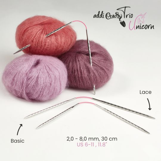 Addi Unicorn Circular Knitting Needle  (115-7) ไม้นิตโค้งรุ่นยูนิคอร์น สายสีชมพู Made in germany