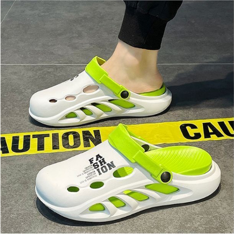 SHO-M-9912 รองเท้า แฟชั่นผู้ชาย พื้นนิ่ม น้ำหนักเบา วัสดุเกรดดี ใส่ได้ 2 แบบ แบบสวมและรัดส้นรองเท้าลำลอง / 2377