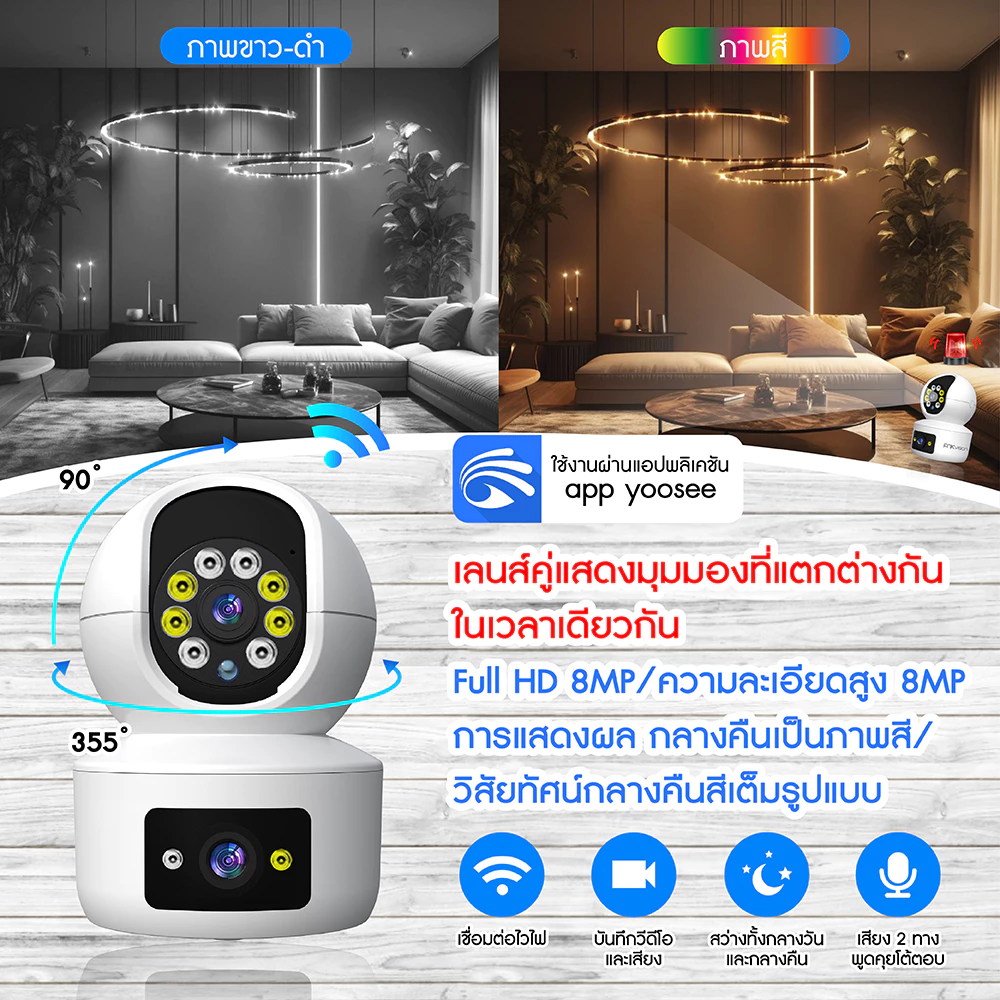 กล้องวงจรปิดไร้สาย FNKvision YooSee 5MP IP Camera 5Gwifi thumbnail 6