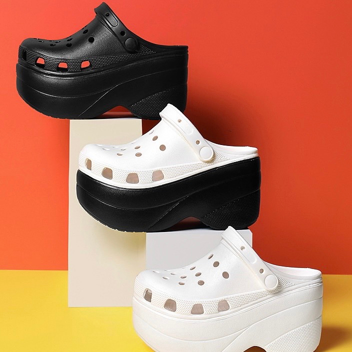 รองเท้าหัวโตวัสดุยาง (IR Mj901) eva น้ำหนักเบามาก สูง10Cm. ใส่ได้2แบบ