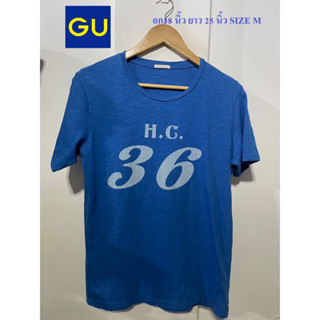 เสื้อยืดจียู#GU อก38 นิ้ว ยาว 25 นิ้ว SIZE M สภาพดี ไม่มีตำหนิ