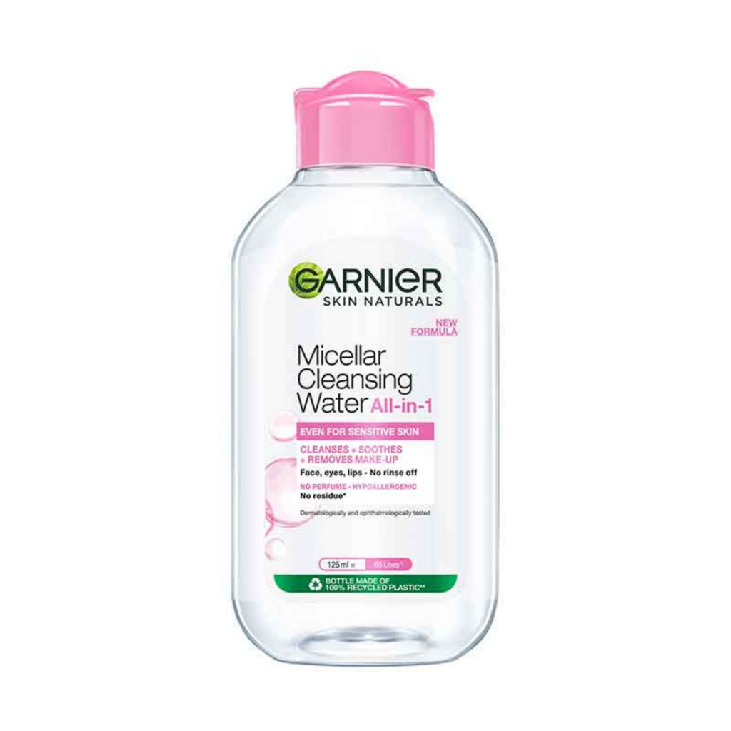 Garnier Micellar Cleansing Water ผลิตภัณฑ์ทำความสะอาดผิวหน้า รอบดวงตา และริมฝีปาก สูตรสำหรับผิวธรรมดา-มีแนวโน้มแพ้ง่าย