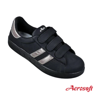 Aerosoft (แอโร่ซอฟ) รองเท้าผ้าใบผู้หญิง ผู้ชาย เพื่อสุขภาพ ผ้าใบสีดำ รุ่น EURO D2 (SN7810/SN8810)
