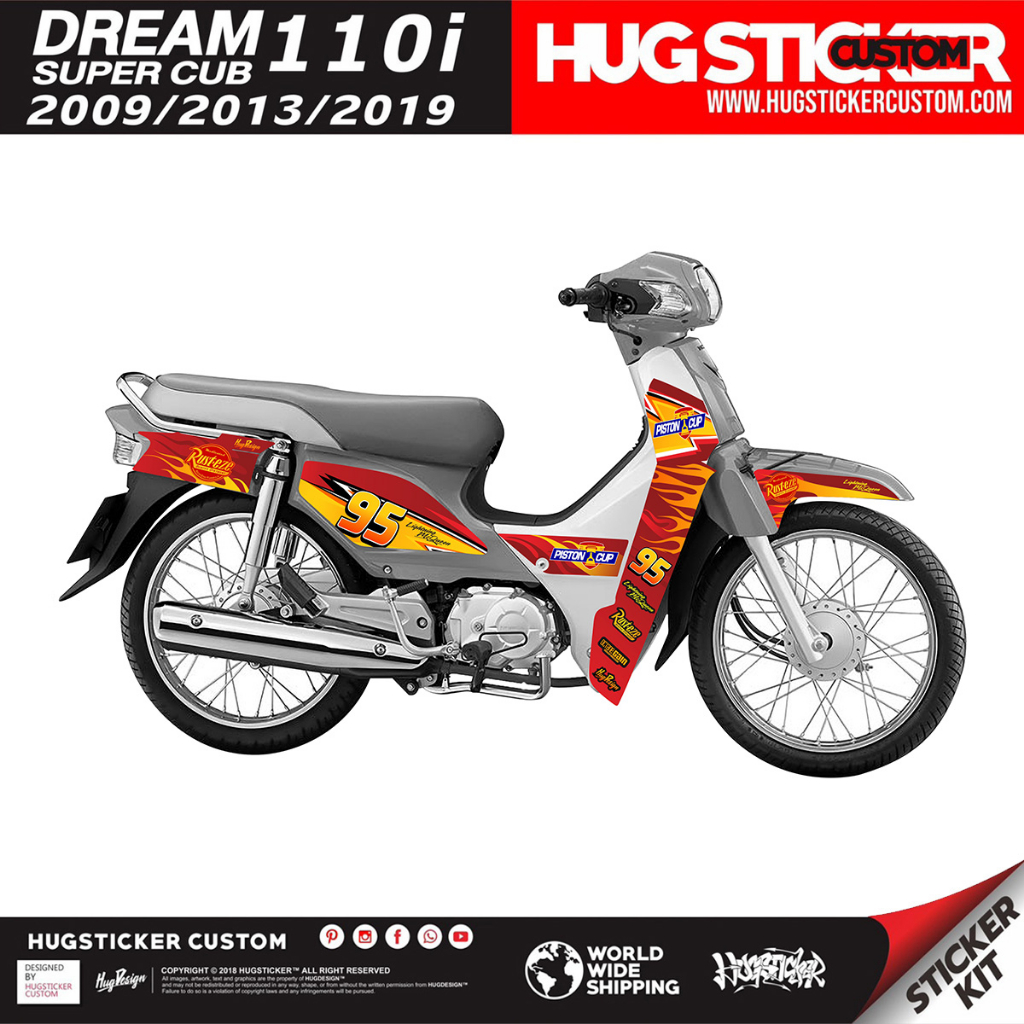 Hugsticker สติ๊กเกอร์ติดรถ สติ๊กเกอร์ Dream 110i ลาย McQueen