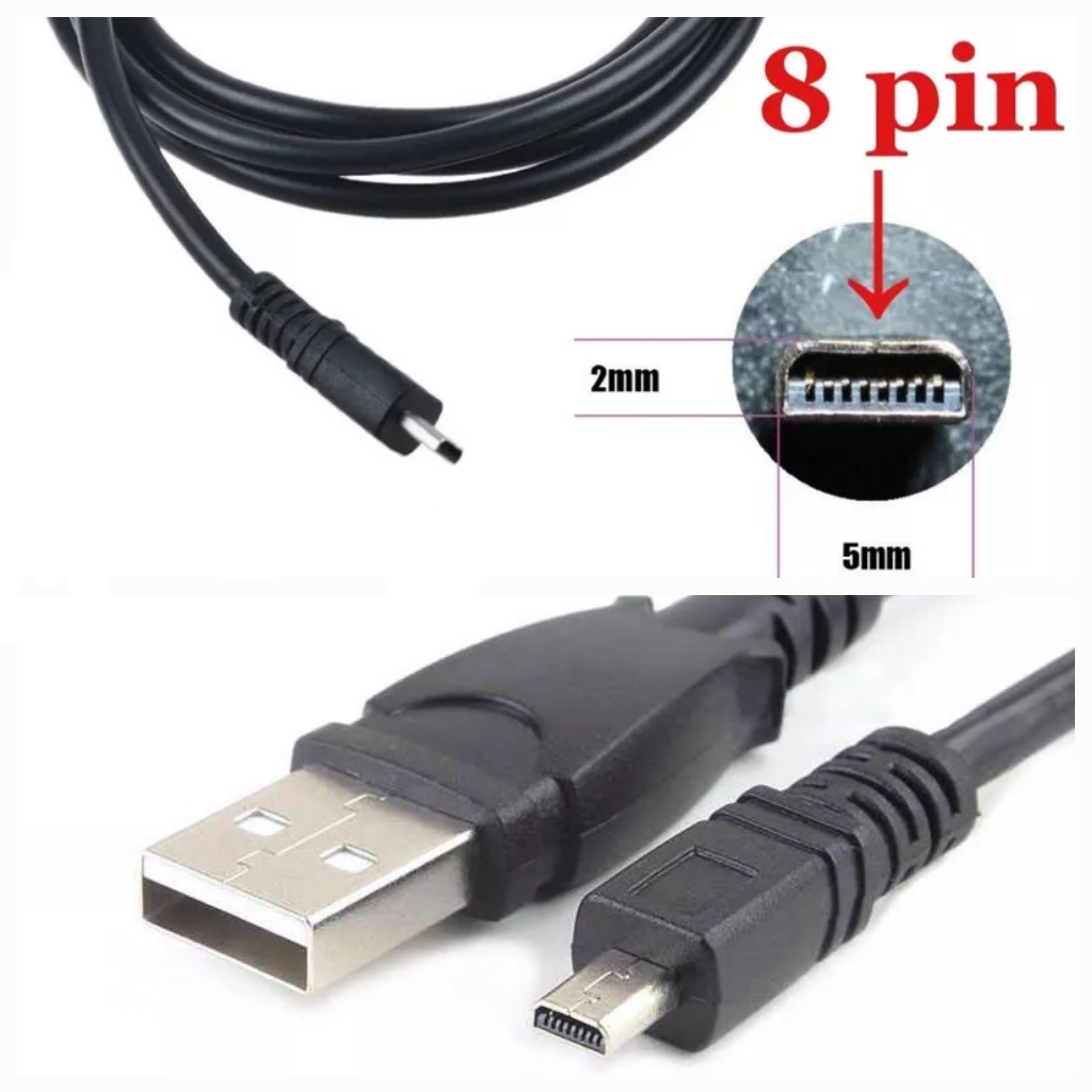 Cable Mini USB 8 pin สายชาร์จกล้อง  และรับส่งข้อมูล สำหรับ กล้อง Nikon, Panasonic, Casio