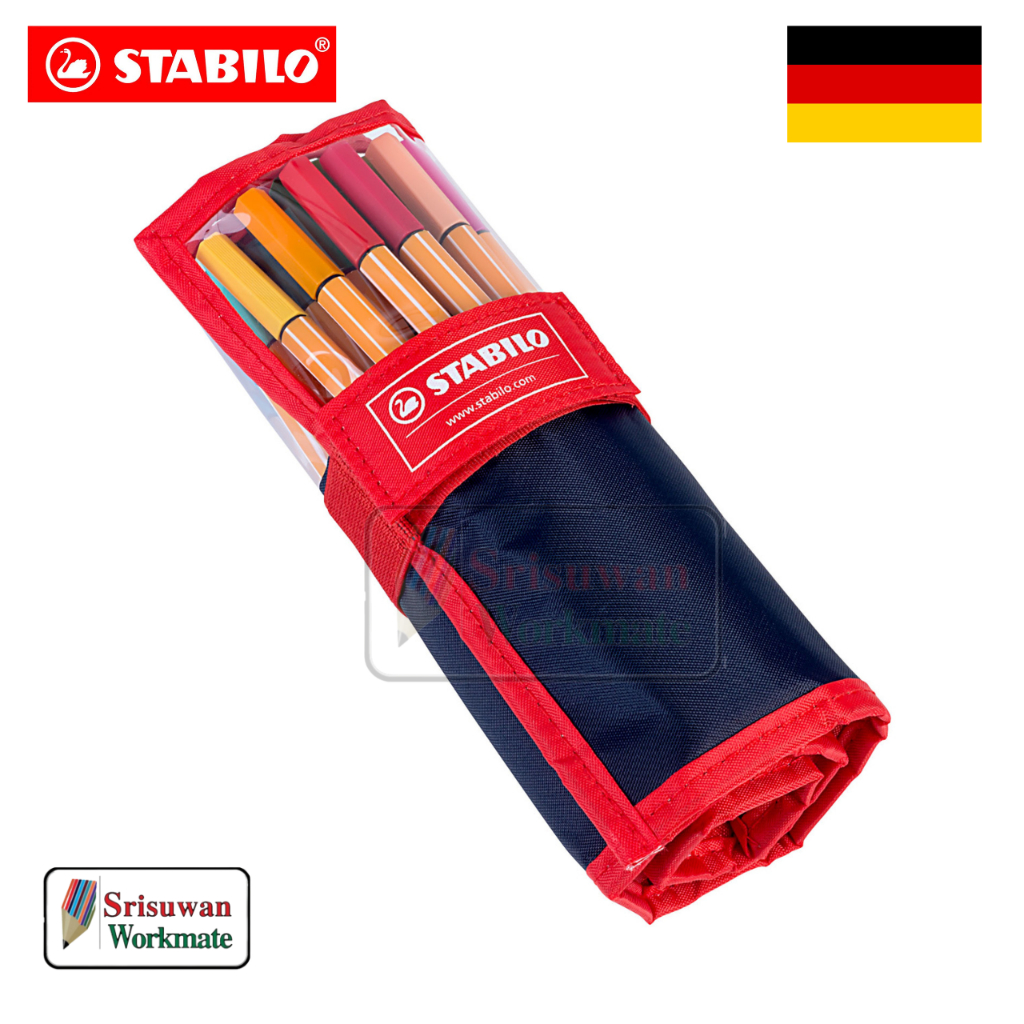 Stabilo 8825-021 Roller Set 25 สี Point 88 ชุดปากกาสีน้ำหัวเข็ม บรรจุในถุงผ้า Made in Germany Fineliner ปากกาหัวเข็ม
