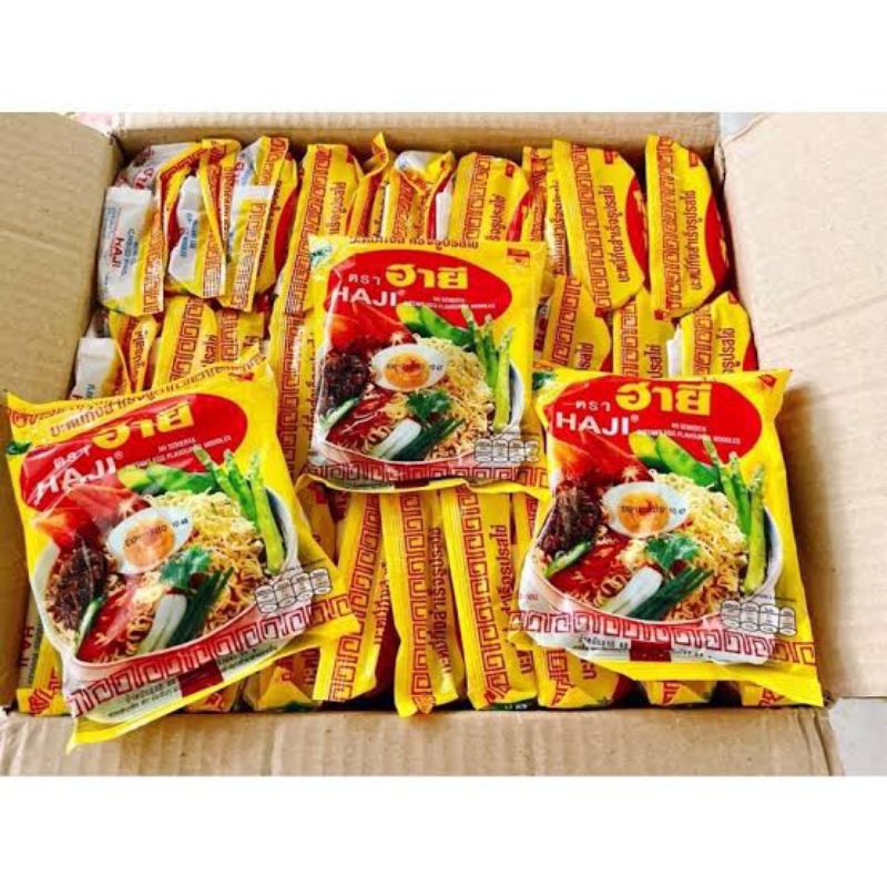 บะหมี่กึ่งสำเร็จรูปยี่ห้อฮายี ขนาด 60 กรัม 30 ซองต่อกล่อง