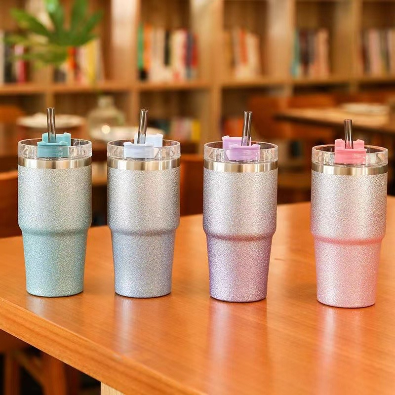 เเก้วกากเพชร กลิตเตอร์ 20-30ออนซ์ เคลือบรอบเเก้ว สีไม่หลุด ไม่ลอกง่าย เก็บความเย็นนาน