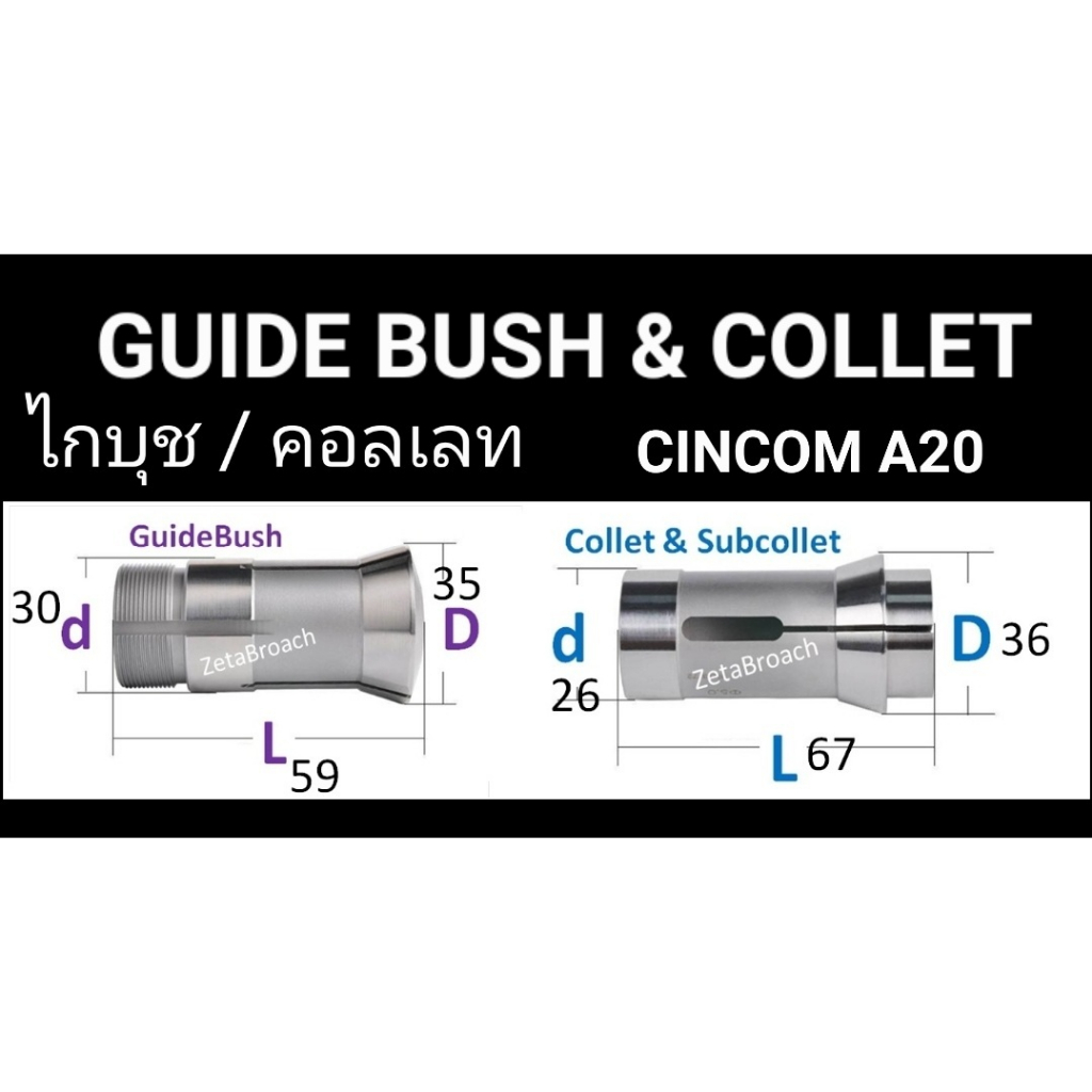 CINCOM A20  GUIDE BUSH & COLLET _ carbide