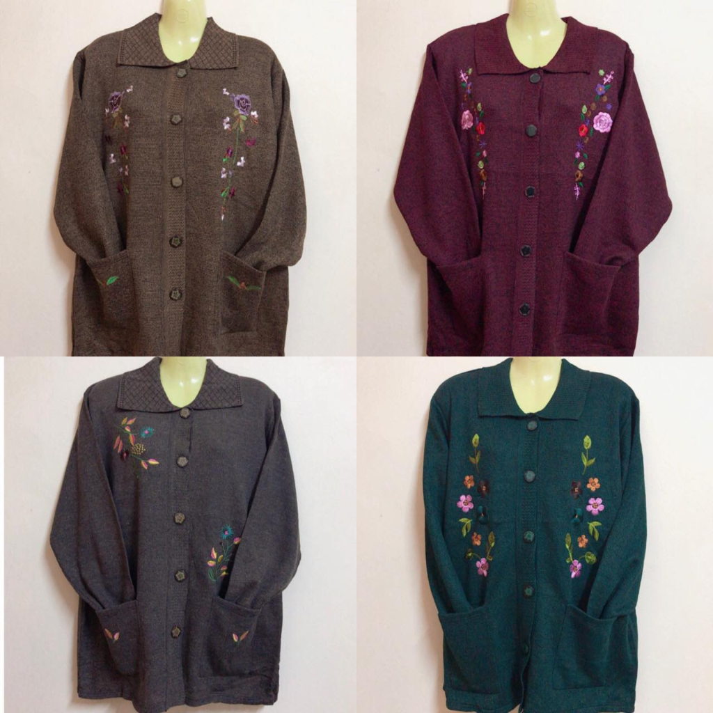 เสื้อกันหนาวไหมพรม กระดุมหน้า ผ้านุ่ม ใส่สบาย คละลายปัก ครบสี (พร้อมส่ง)