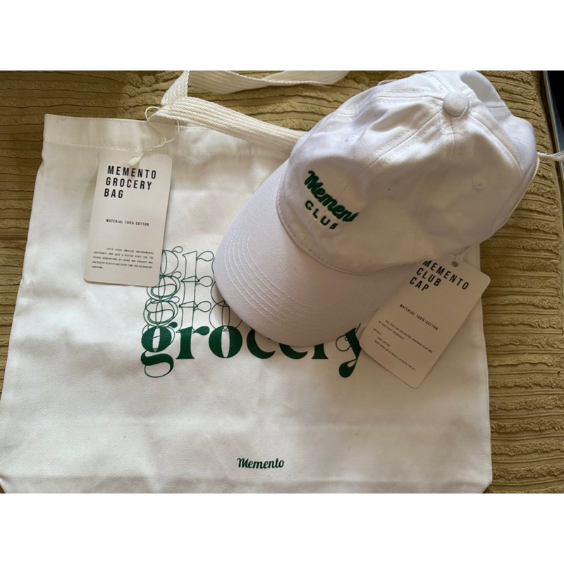 หมวกแก๊ป memento club cap memento grocery bag มือหนึ่ง ป้ายห้อย