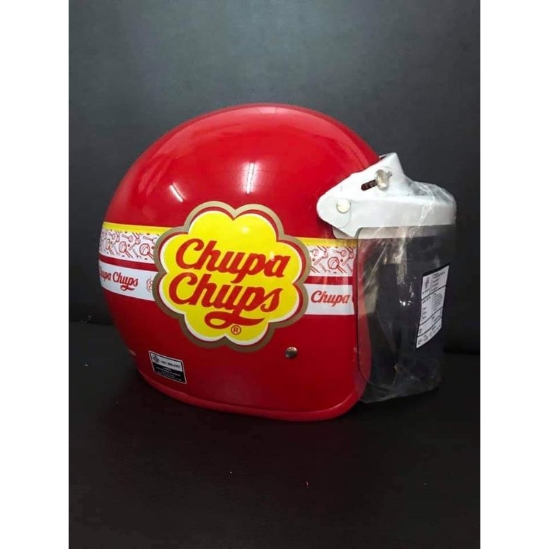 หมวกกันน็อค H2C HELMET ลาย CHUPA CHUPS (แดง-เขียว-ขาว)