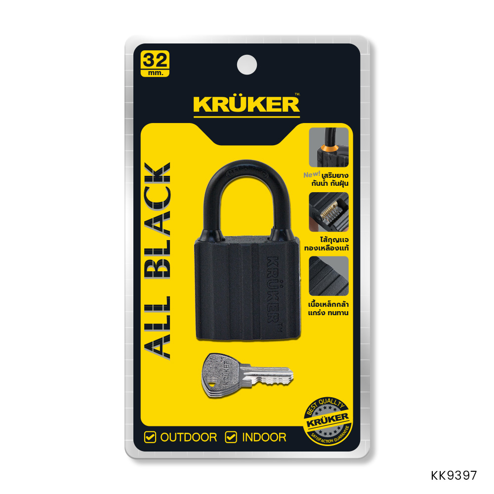 elegance_officialshop ส่งจากไทย(กรุงเทพ) KRUKER กุญแจ ออลแบล็ค (สินค้ามีให้เลือก 3 ขนาด : 32 38 50 มม )