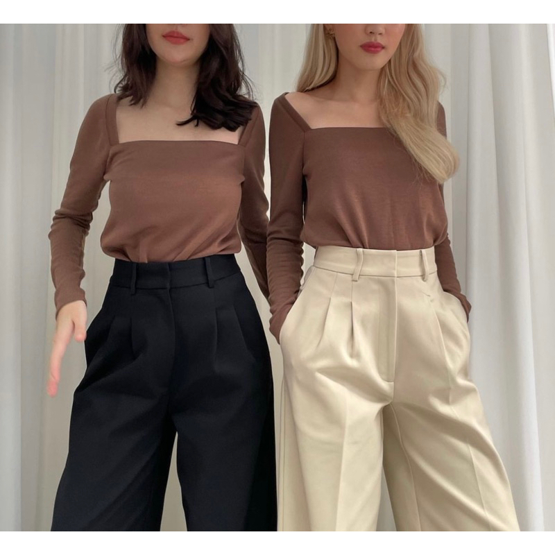 เสื้อยืดแขนยาว SQUARE TOP แบรนด์ pur.studio