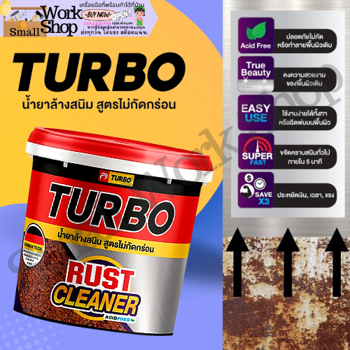 น้ำยาล้างสนิม สูตรไม่กัดกร่อน TURBO Rust Cleaner 235 ml. ล้างสนิมได้รวดเร็ว น้ำยาล้างคราบสนิม ไม่ทำลายสี หรือพื้นผิวเดิม