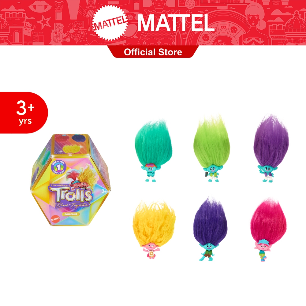 Trolls 3 Pom Poms Random Doll ตุ๊กตา โทรลล์ 3 แบนด์ ทูเกเตอร์ รุ่นปอมปอมวีว่า คละแบบ 1 ชิ้น HPB53 (956A)
