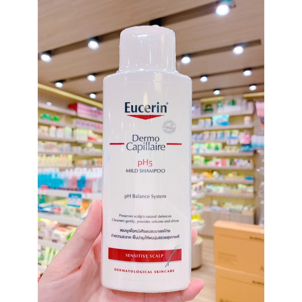 Eucerin DermoCapillaire pH5 MILD SHAMPOO SENSITIVE SCALP 250 ML แชมพูสูตรอ่อนโยน สำหรับหนังศีรษะบอบบางแพ้ง่าย
