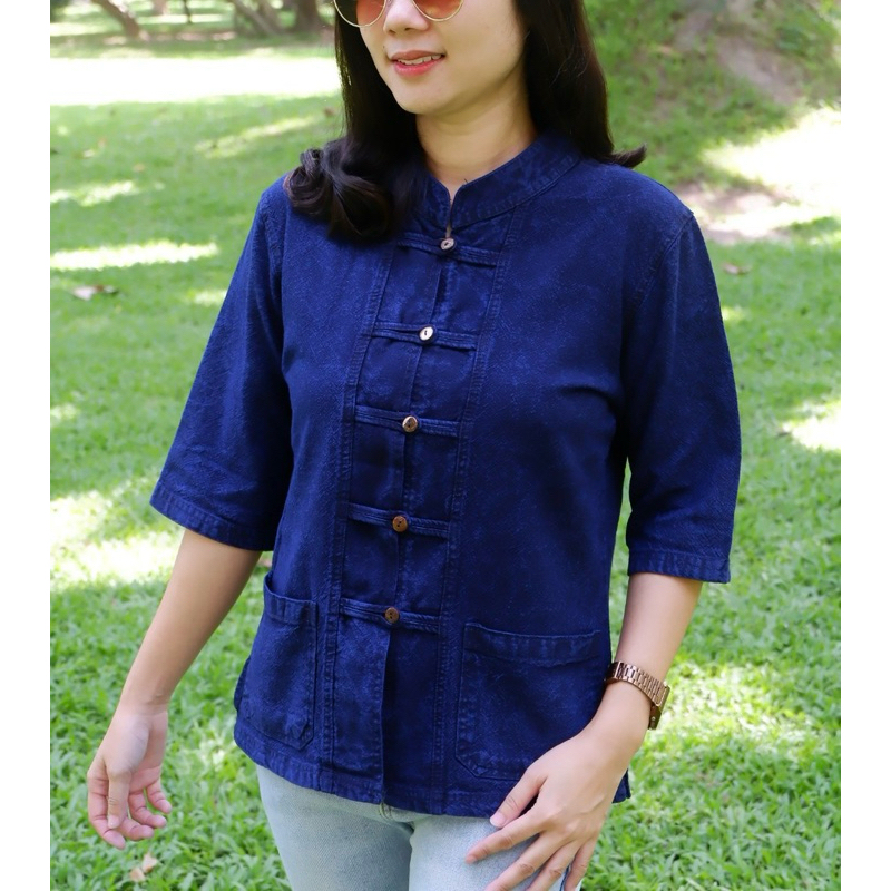 เสื้อหม้อฮ่อมฟอกนิ่มกระดุมกะลา‼️อก36-50“‼️มาใหม่‼️ทรงสวย🌷ใส่เก๋ๆ - รูปที่ 3