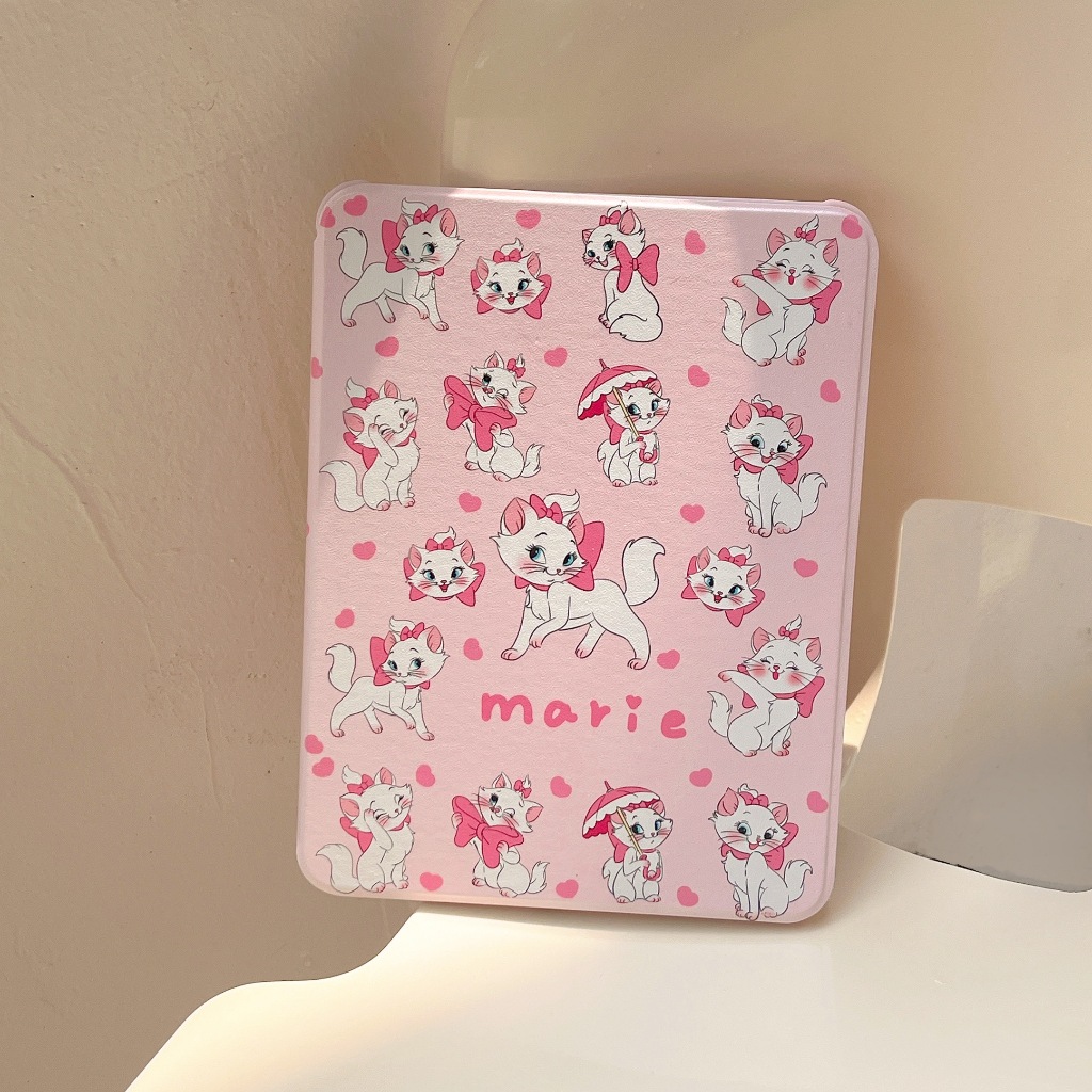พร้อมส่ง เคสiPadหมุน 360° แผ่นหลังอะครีลิ แมวสีชมพูแมรี่ Air6 Gen9 mini7 cute Mary Catเคสไอแพด Air5