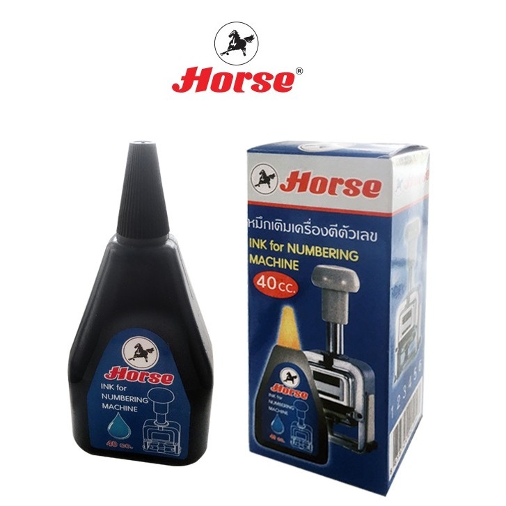 HORSE ตราม้า หมึกเติมเครื่องตีเบอร์ 40 CC.สีดำ จำนวน 1 ขวด
