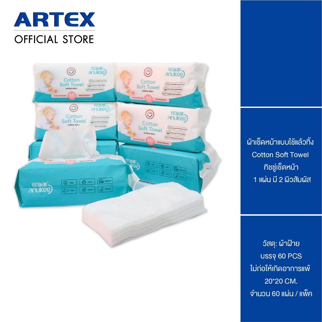 ทิชชู่ผ้าคอตตอน Cotton soft Towel สำหรับเด็ก ผ้าเช็ดหน้า ใช้ได้ทั้งแบบแห้งและเปียก