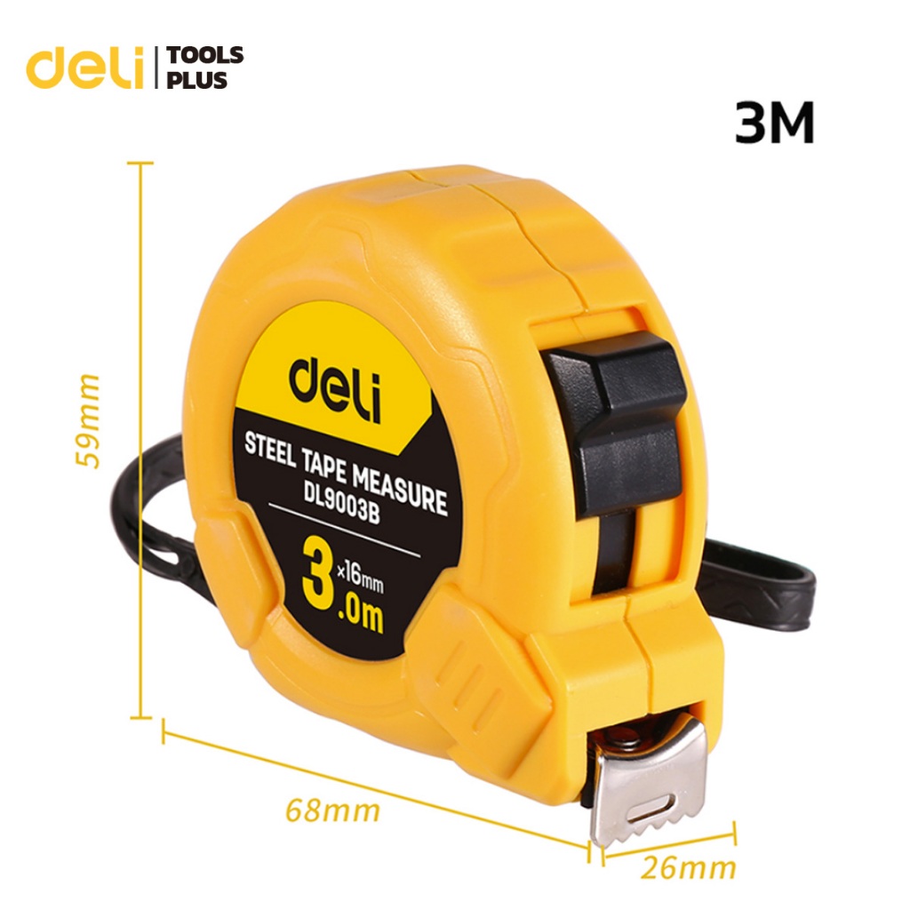 Deli ตลับเมตร ตลับเมตรหุ้มยาง 3 5 เมตร มีที่หนีบเข็มขัด พกพาสะดวก มีปุ่มป้องกันการลื่น วัดแม่นยำ Measuring Tape - รูปที่ 6