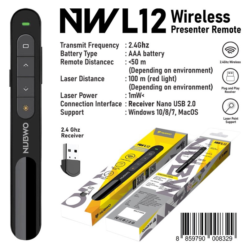NUBWO NWL-010NWL013  Wireless Presenter Remote