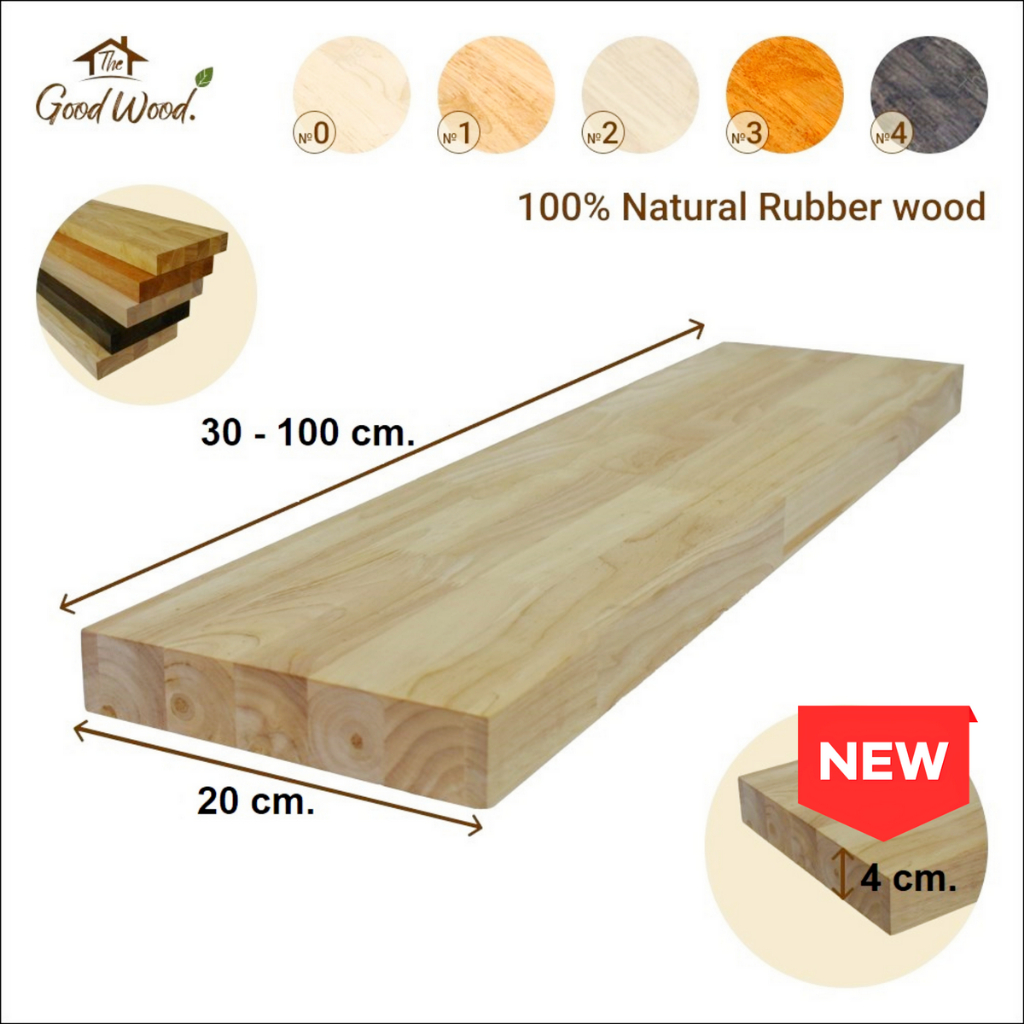 (จัดส่ง 1-2 วัน) ชั้นวางของ ไม้พารา 40 mm. กว้าง 20 x ยาว 30-100 cm ACฟันปลา เหมาะสำหรับงาน DIY ชั้นวางของ วางหนังสือ