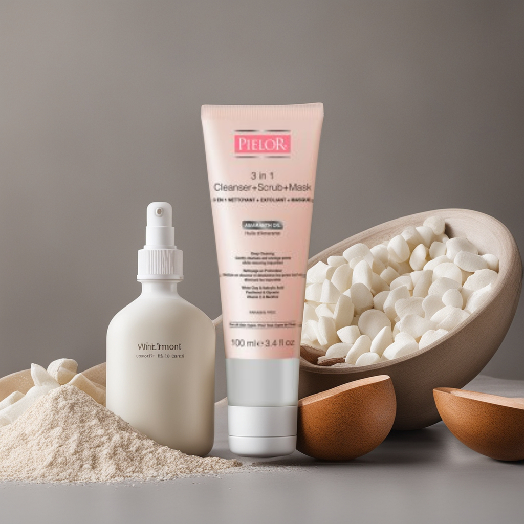 ผลิตภัณฑ์ทำความสะอาด ขัดผิว และมาส์กหน้า 3 in 1 PIELOR 100ml ผสมดินขาว บำรุงผิวด้วยวิตามินบี5 วิตามิ