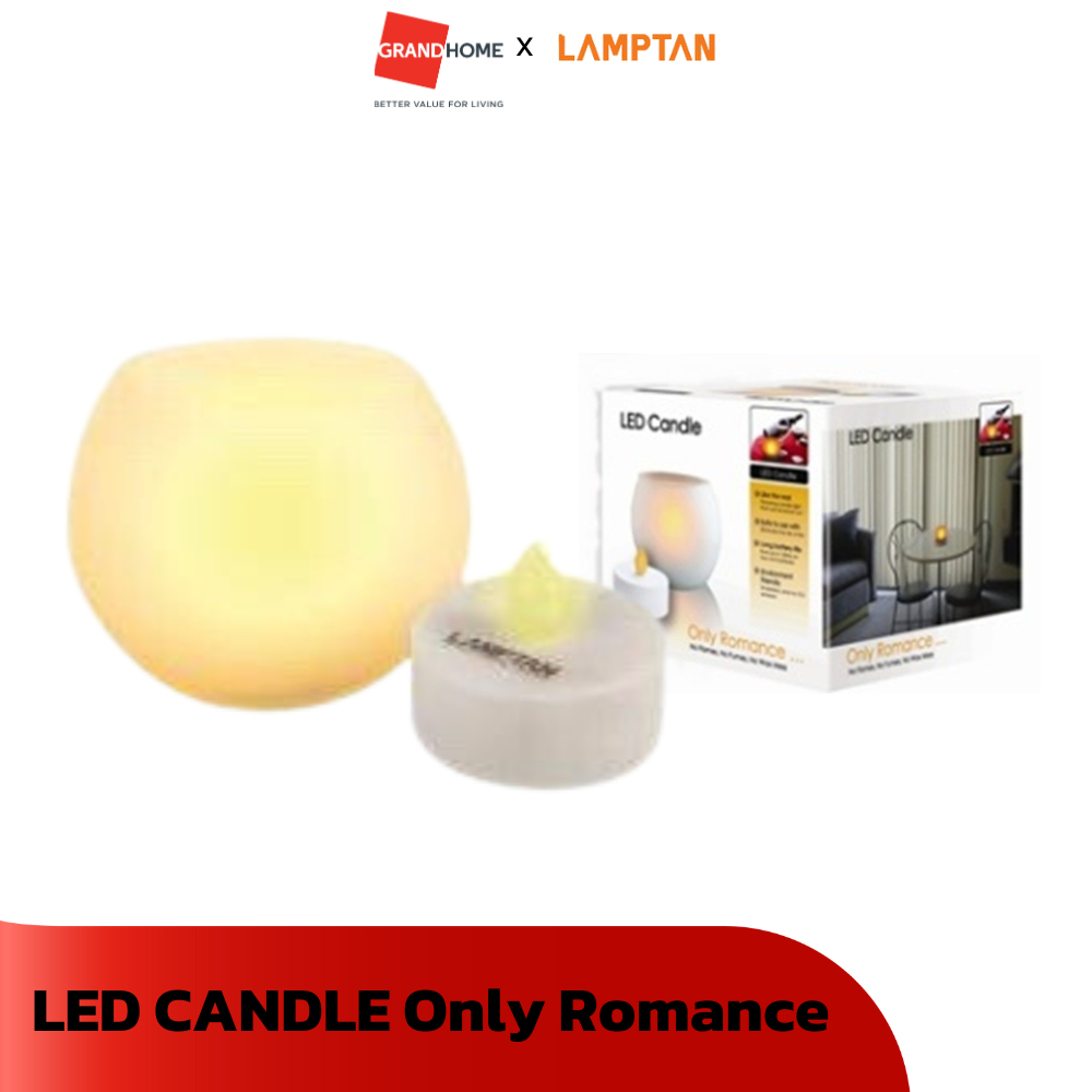 LED CANDLE  Only Romance เทียน LAMPTAN NATURAL BALL SHAPE/COLOUR WAX  Warm White แสงเหลือง - GRANDHOMEMART