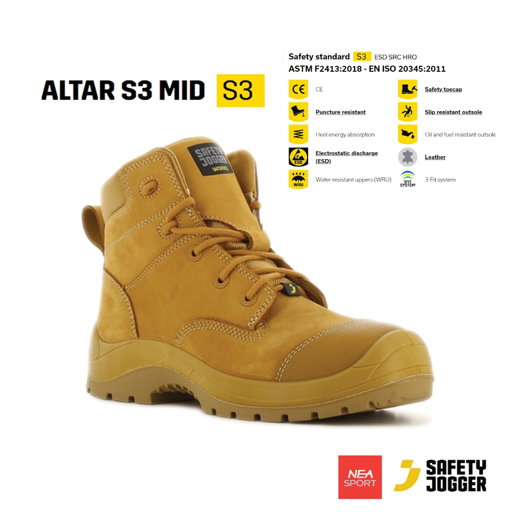 [ลด30% เก็บโค้ด 2509FASHDD] SAFETY JOGGER - ALTAR S3 MID รองเท้าเซฟตี้ หัวคอมโพสิท คุณภาพสูง รองเท้านิรภัย