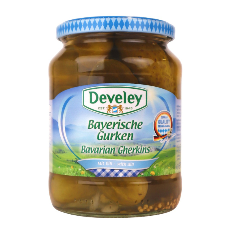 ดิวีเลย์ คอร์นิชอน แตงกวาดอง แบบบาวาเรียน 670 กรัม - Gherkins Bavarian 670g Develey brand