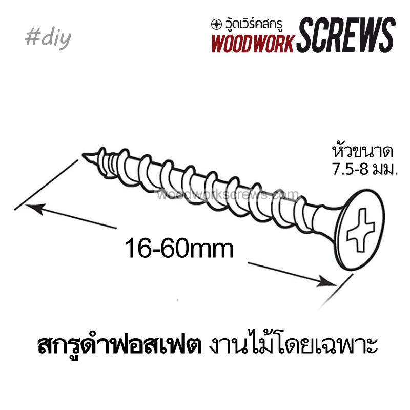 สกรูดำ เกลียวหยาบพิเศษ งานไม้โดยเฉพาะ แบ่งขาย 100กรัม ถุงเล็ก ตะปูเกลียว เกลียวปล่อย ตะปูเกลียวหยาบ สำหรับยึดไม้ - รูปที่ 2