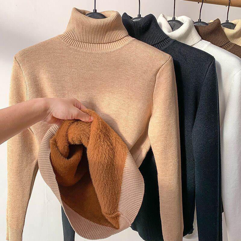 มี8สี เสื้อไหมพรมคอเต่า Extra Warm บุขนFleeceด้านใน