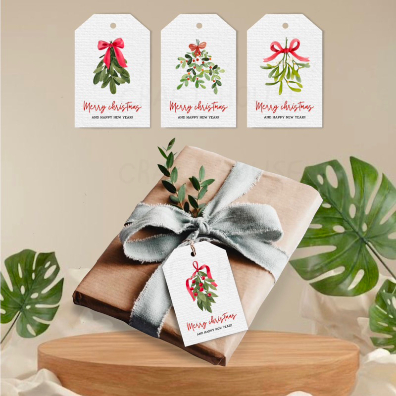Tag christmas and Happy new year แพ็ค 55 ชิ้น 4x6 cm ไม่มีเชือก รหัส 116