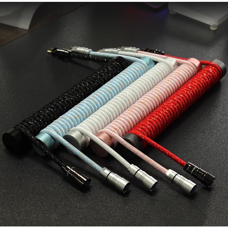 สายคีย์บอร์ด USB Coiled Cable สำหรับ Mechanical Keyboard C to A สายถัก Custom