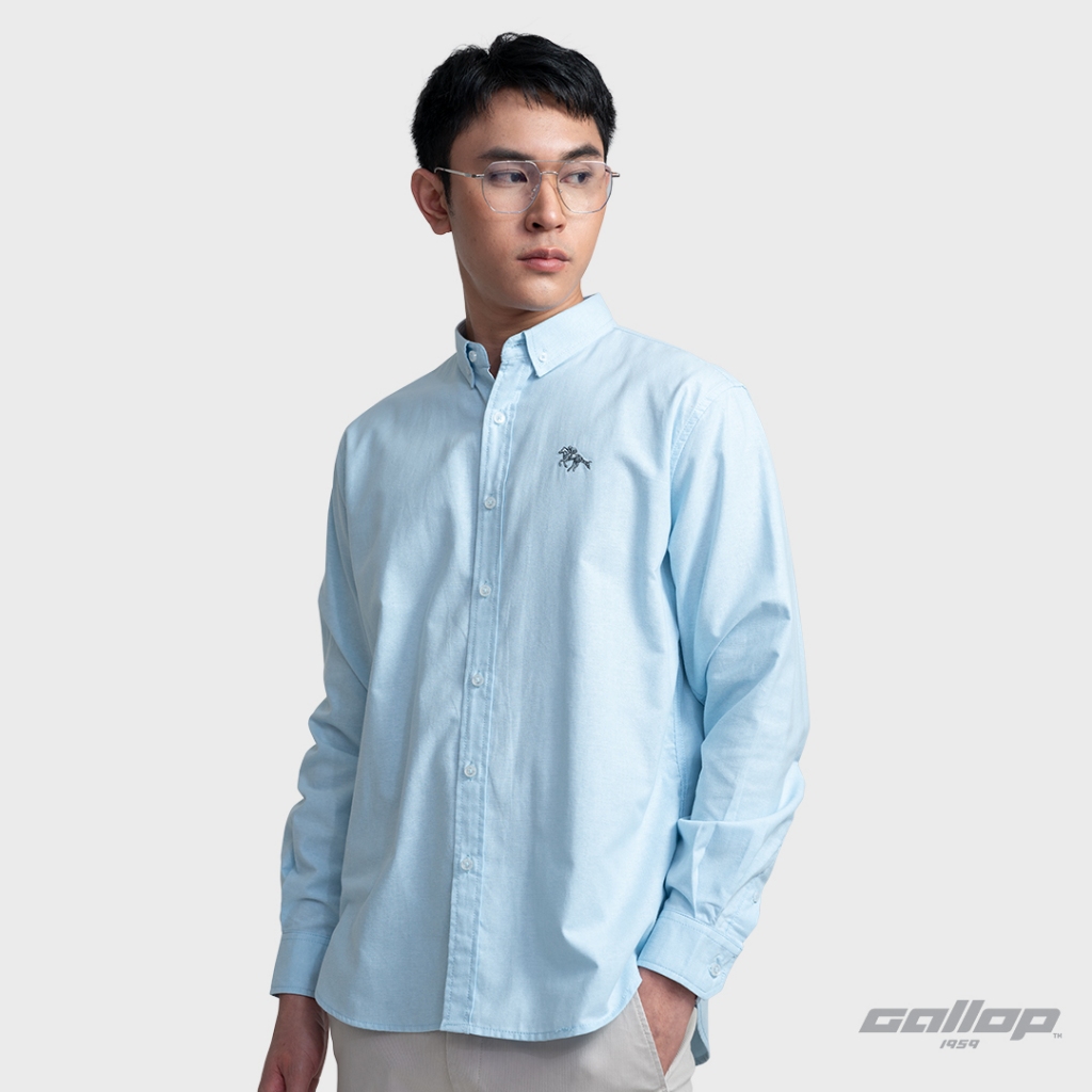 GALLOP : OXFORD CASUAL SHIRT เสื้อเชิ๊ตแขนยาว ผ้า OXFORD รุ่น GW9032 สี Sky Blue - ฟ้า / ราคาปกติ 2,190.- - รูปที่ 2