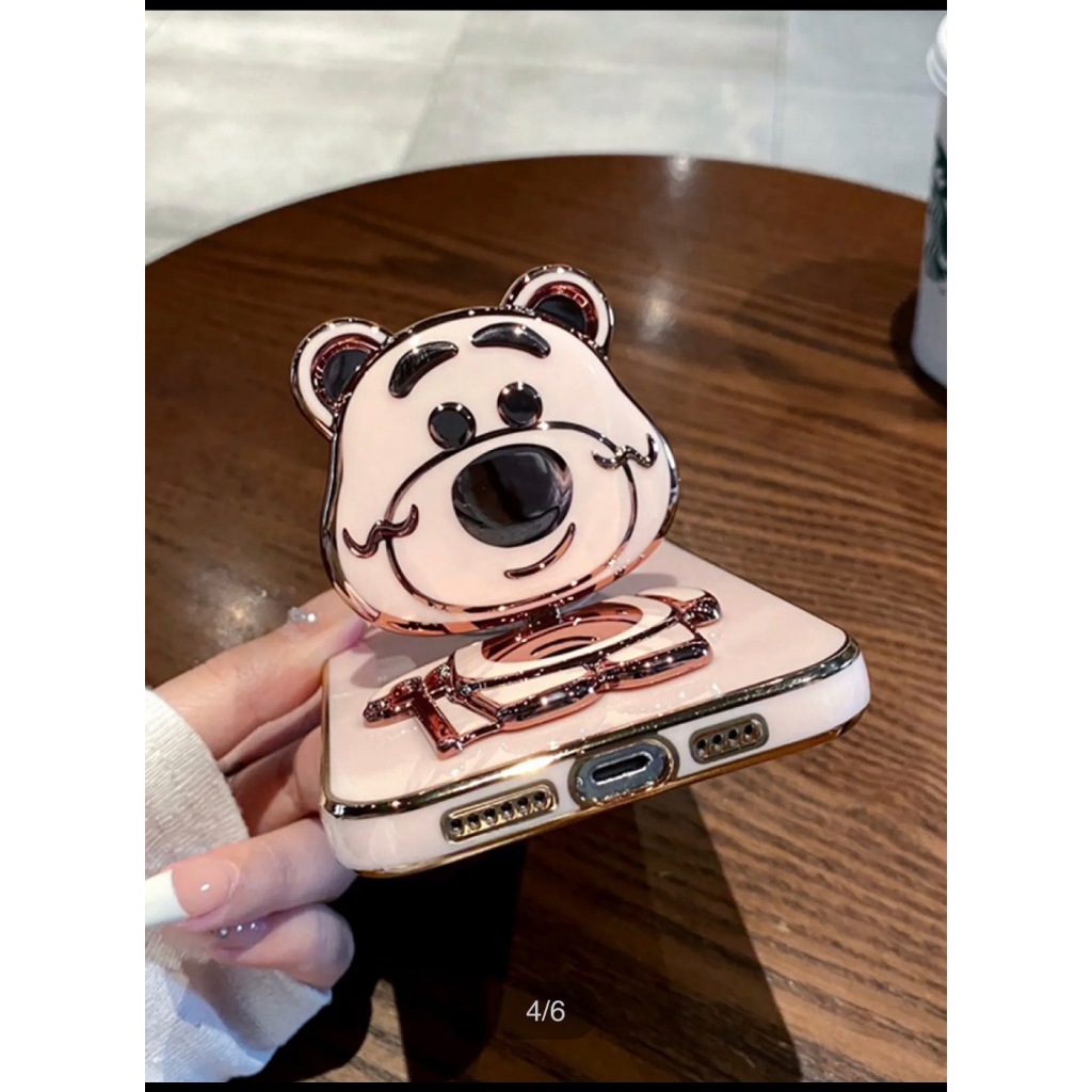 เคส หมีล็อตโซ่ กระจก ขาตั้ง สำหรับรุ่น INFINIX HOT 20I HOT 30I HOT 12I SMART 7  SMART 5 เคสโทรศัพท์ ฝาหลัง กันกระแทก - รูปที่ 6