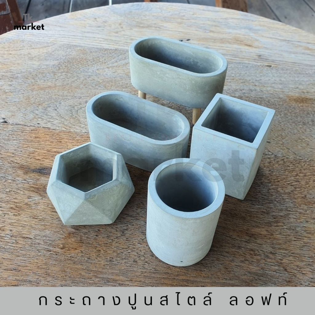 กระถางปูนเปลือยสไตล์ ลอฟท์ กระถางแคคตัส กระถางกระบองเพชร ต้นไม้ขนาดเล็ก