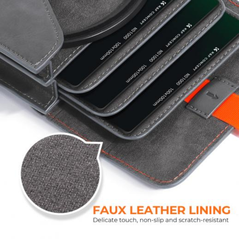 K&F Camera Lens Filter Carry Case, 4-Pocket Waterproof Leather Bag for 100*100mm (KF13.106)