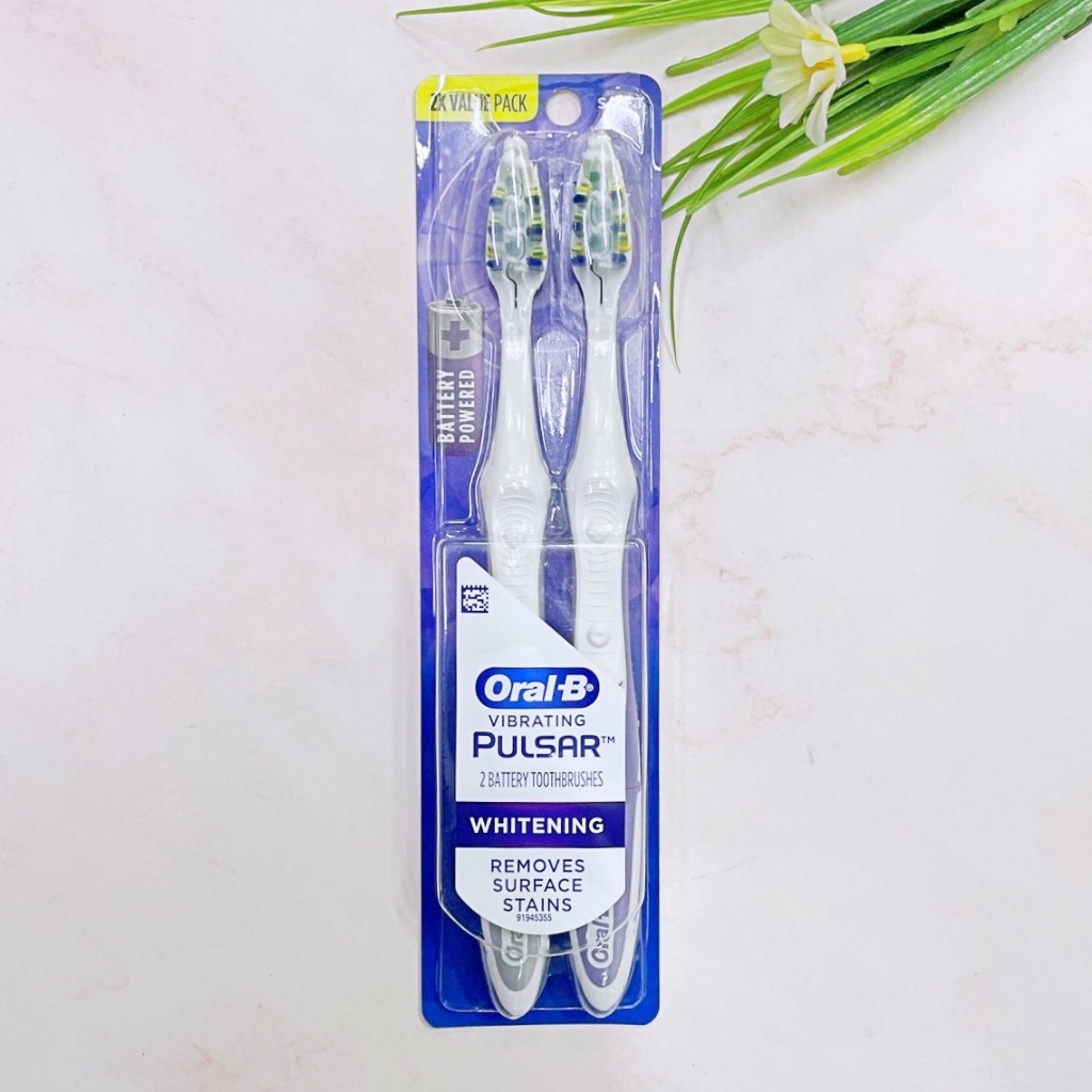 [Oral-B®] Vibrating Pulsar Whitening Battery Toothbrush, Soft 2 Count ออรัล-บี แปรงสีฟันไฟฟ้า แบบใช้แบตเตอรี่