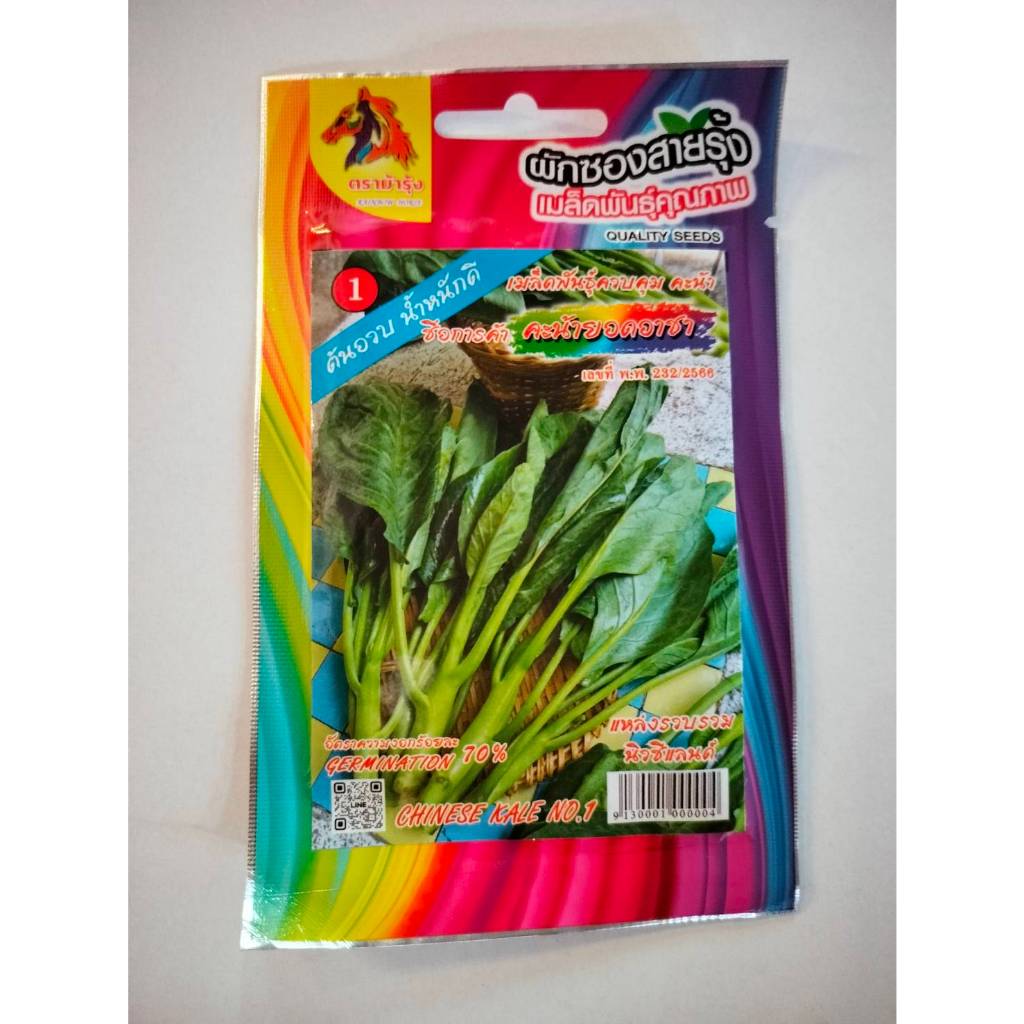 ม้ารุ้ง ผักซอง Z001# คะน้ายอด เมล็ดพันธุ์ เมล็ดพันธุ์ผัก เมล็ดพันธุ์ ผักสวนครัว ตรา ม้ารุ้ง
