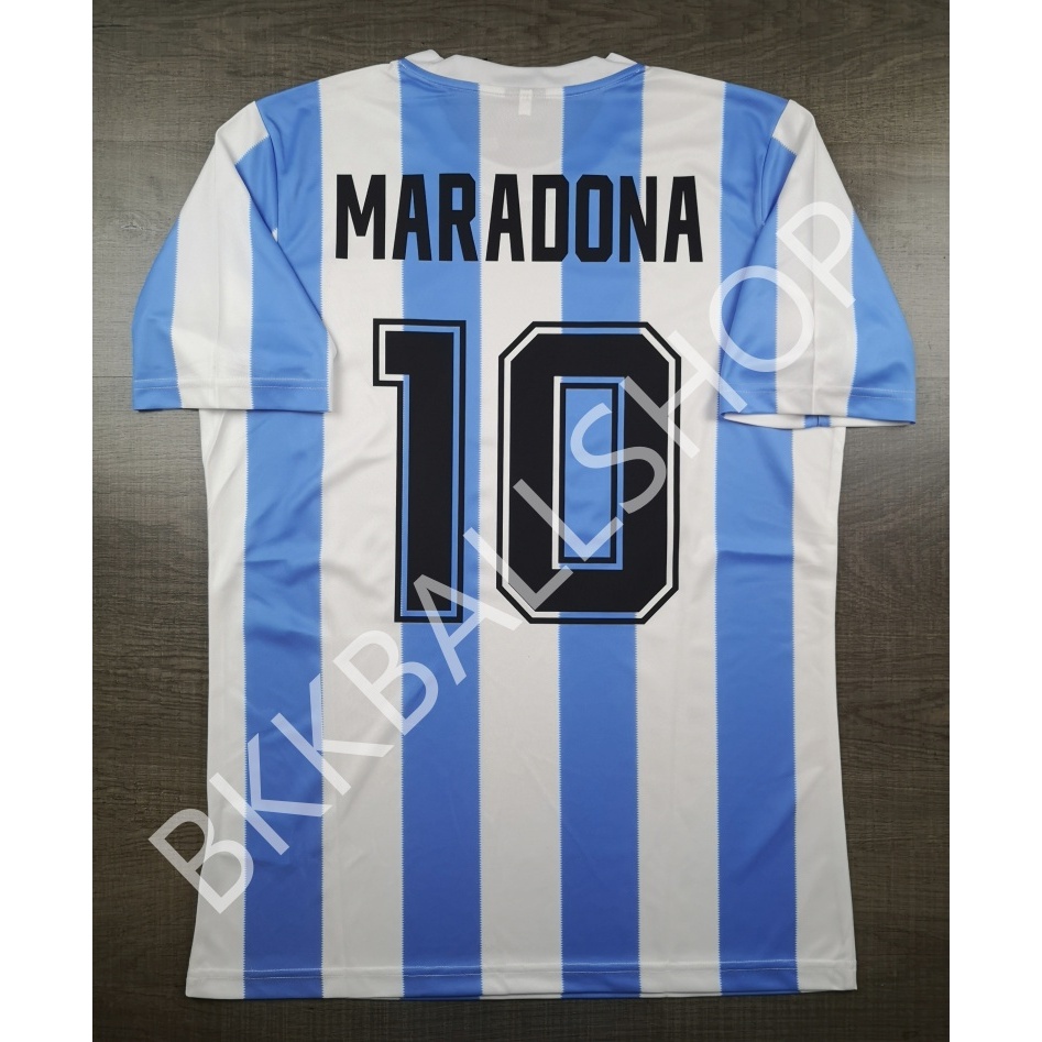Classic - เสื้อฟุตบอล ย้อนยุค ทีมชาติ Argentina Home อาร์เจนติน่า เหย้า แชมป์ฟุตบอลโลก ปี 1986 10 MARADONA