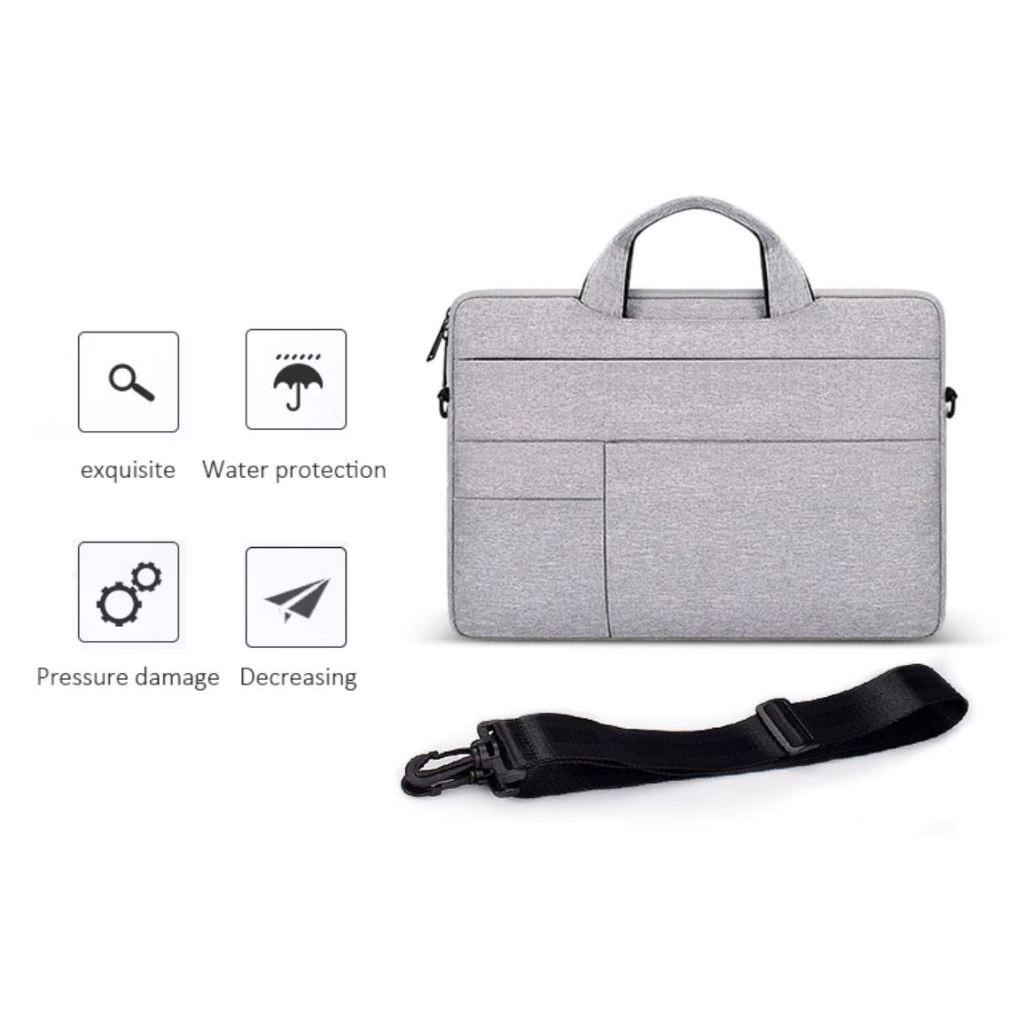 กระเป๋าโน๊ตบุ๊ค กันน้ำได้ 100% ซองผ้าใส่แท็บเล็ต สีเทา 13-14.1 INCH Soft Case Notebook bag เคสแมค ซองใส่โน๊ตบุ๊ค ซองแล็ป