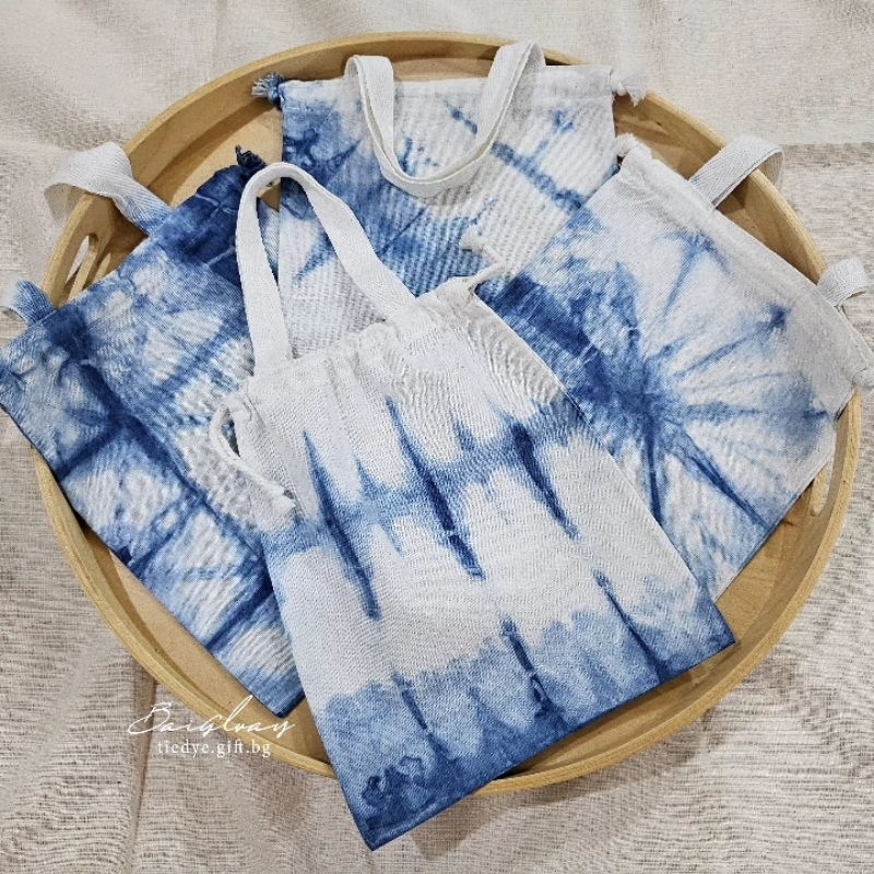 ถุงใส่ของขวัญ ถุงผ้ามัดย้อม ขนาด 8×10 นิ้ว | เฉพาะถุงผ้า ไม่มีแพคเกจ | ใส่ข้าวสารอัดบล็อค 1 กิโลได้