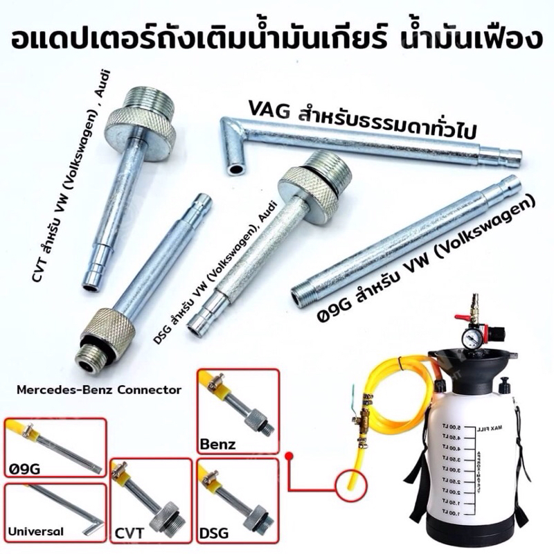 ถังเติมน้ำมันเกียร์ออโต้ 5 ลิตร KONY พร้อมอแดปเตอร์ 5 ตัว/ชุด